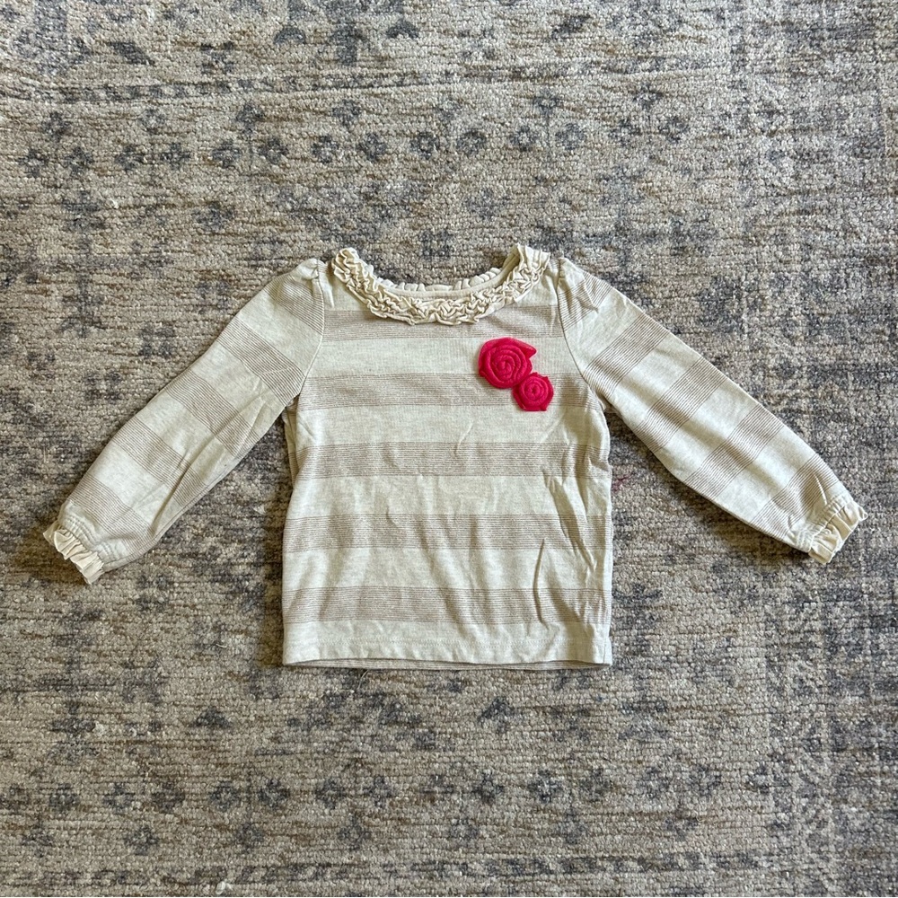 Cherokee Cream and Pink Long Sleeve Kids Tee